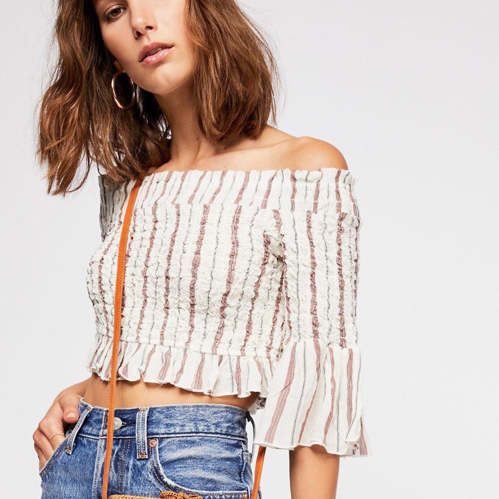 Free People Smocked Around Crop Top